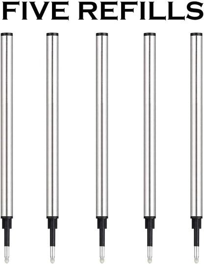 HeTaoCat Gel Rollerball Pen Refills, Roller Ball Fine Point 0.5mm, Black Ink Refill Pack of 5 - Replaceable Ballpoint Pen Refills Medium Point (Red)