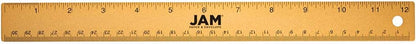 JAM PAPER Strong Aluminum Ruler - 12 Inch - Metal Ruler with Non-Skid Cork Backing - Gold Metallic - Sold Individually