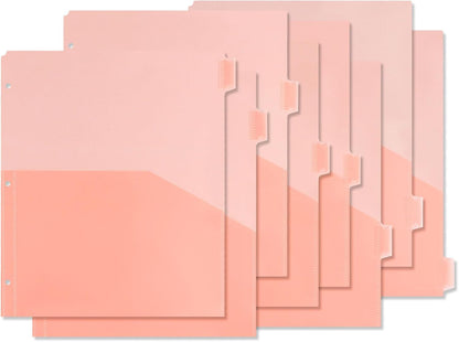 Koqye A4 Dividers for 3 Ring Binder, 8-Tab Purple Folder Dividers with Pockets, Durable Plastic Binder Dividers with Tabs, Plastic Binder Dividers for Binders (Orange - 1 Set)