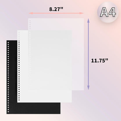 Rayson Pre-Punched PP Plastic Binding Cover, Frosted Finish, 34 Square Holes, Letter Size 8.27 × 11.75 Inches Matte Binding Cover - 50/Pack