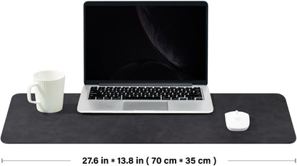 Distressed Leather Desk Mat - Non-Slip PU Desk Pad for Office and Home - Desk Organization and Accessories - Ideal for Large Mouse Pad and Desk Mats on Top of Desks(Charcoal Black,27.6"x 13.8")
