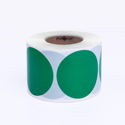 PARLAIM 2" Color-Code Circle Dot Labels in Dispenser Box, 500 Green Colored Stickers, 2 inch Diameter for Inventory Package Box Office School