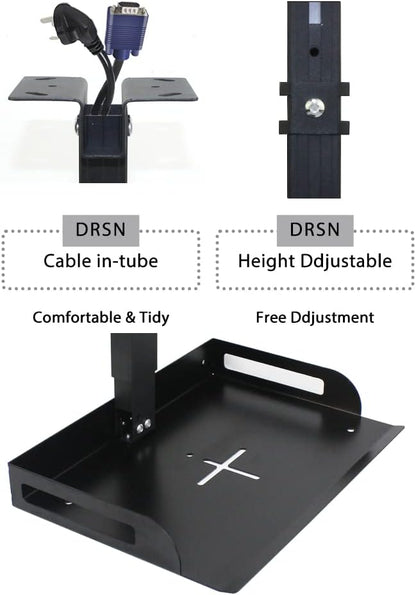 Drsn Universal Ceiling Mount with Tray for Projector/Camera, 11.4-22 Adjustable, 11 Lbs Load Bearing, No Hole Installation, in Tube Cable Routing, Universal Ceiling Mount for Wall/Ceiling, Carbon