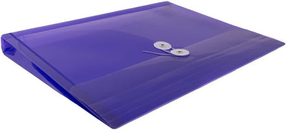 JAM PAPER Plastic Envelopes with Button & String Tie Closure - Letter Booklet - 9 3/4 x 13 - Purple - 12/Pack