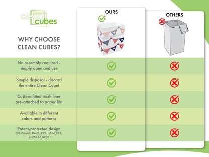 | 13 Gallon Disposable Trash Cans (3-Pack) with Fitted Trash Bags - Reusable Garbage and Recycling Bins for Parties, Events, and More (USA Flag - 17" Height x 13.5" Width x 10" Depth)