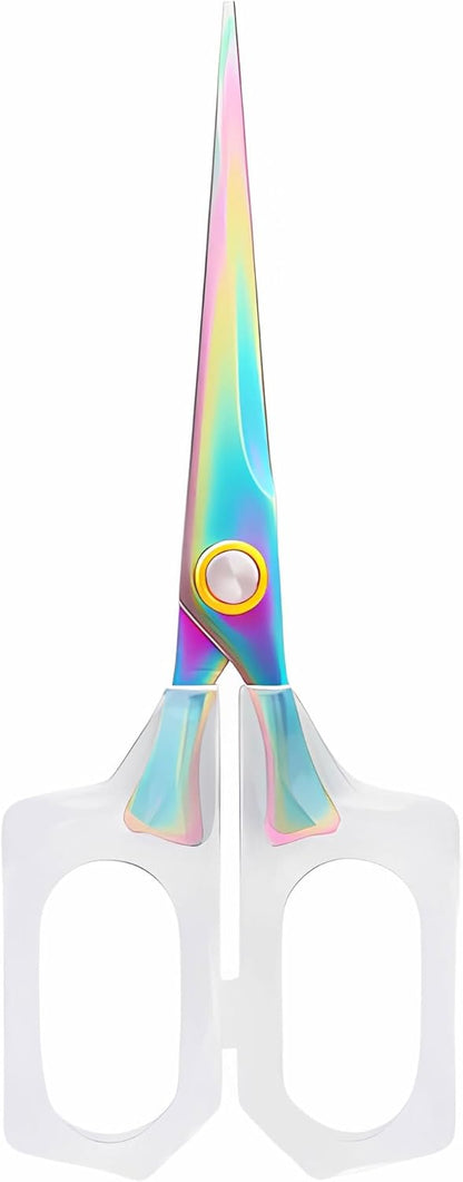 Jasni 6.5 inch Transparent office School scissors Comfort-Grip stainless steel Sharp student handmade household rust resistant non adhesive Craft Sewing scissors (6.5 Inch)