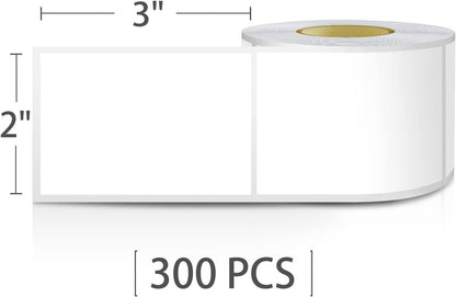 White Rectangle Sticker Labels 3×2 Inch Vinyl Stickers Color Coding Name Tags Roll Removable Waterproof 300 per Dispenser Box