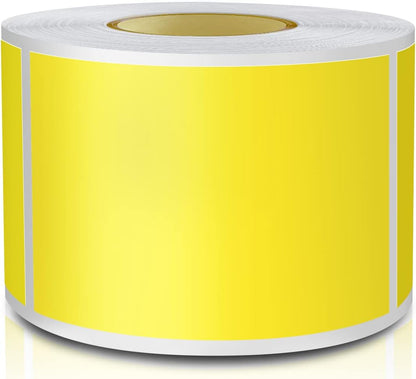 Yellow Rectangle Sticker Labels 3×2 Inch Vinyl Stickers Color Coding Name Tags Roll Removable Waterproof 300 per Dispenser Box