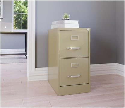 Pemberly Row 2 Drawers 28.38" Vertical Beige Metal Filing Cabinet Lockable Pre-Assembled Stationary Letter Size for Home, Office