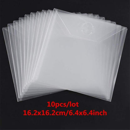 10PCS Large Stamp & Dies Storage Pockets Transparent Plastic Seal Bags Storage Case for Cutting Dies Stencil Background Card Paper Album Stamp Crafts for DIY Scrapbooking Paper Craft Suqare Shape