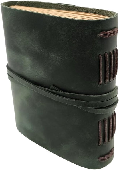 Green Notebook Journal - Genuine Leather Journals for Writing Small Size Diary 5.5x7.5 Inch, Notepad For Women and Man, Gifts,Work,Travel Dark Green