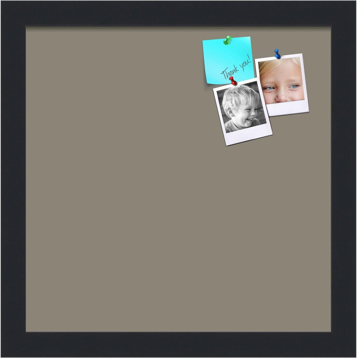 PinPix 12x12 Inch Cork Bulletin Board. This Decorative Framed Pin Board Comes with Pewter Design and a Satin Black Frame. Ideal for Home Office Decor or Message Board (PinPix-1812)