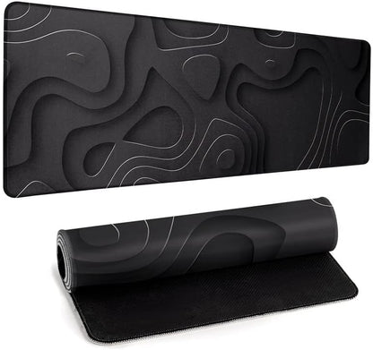Large Anime Gaming Mouse Pad Black Solid Geometry Desk Pad Computer Keyboard Mat Non-Slip Rubber Base Office Decor Waterproof Mouse Mat