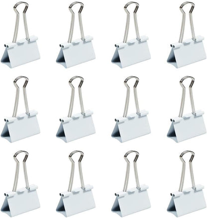 JAM PAPER Colorful Binder Clips - Large - 1 1/2 Inch (41 mm) - White Binderclips - 12/Pack