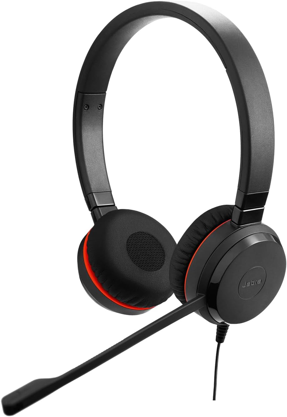 Jabra Evolve 30 II Wired Dual-Ear Headset with Mic for Work - 3.5mm Jack or USB-A/USB-C Connectivity, Computer Headset with Noise-Cancelling Microphone, Microsoft Teams Certified, Call Control – Black