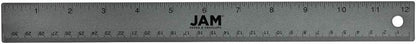 JAM PAPER Strong Aluminum Ruler - 12 Inch - Metal Ruler with Non-Skid Cork Backing - Grey Metallic - Sold Individually