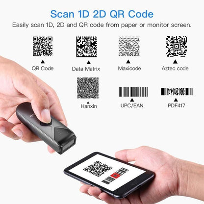 Eyoyo 2-Pack Mini QR 2D&1D Bluetooth Barcode Scanner Portable Wireless Barcode Reader with USB Wired/Bluetooth/ 2.4G Wireless Connection for Phone, Android, Tablet, Laptops