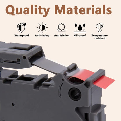 Hehua 9mm 0.35 Laminated Red Tape Compatible for Brother P-Touch TZe-421 TZe421 TZ-421 TZ421 TZe TZ Label Tape for Ptouch PT D210 D200 H110 1880, 3/8'' x 26.2ft Black on Red, 3 Pack