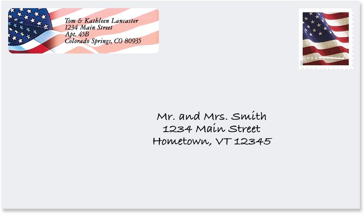 Colorful Images American Glory Patriotic Rolled Personalized Return Address Mailing Labels with Dispenser, Customize with Name & Shipping Address, 500 ¾” x 2½” Self Adhesive, Easy Peel Label Roll