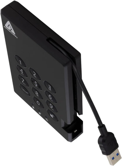 Apricorn 2TB Aegis Padlock USB 3.0 256-Bit AES XTS Hardware Encrypted Portable External Hard Drive (A25-3PL256-2000)