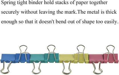 HAHIYO Binder Clips Paper Clamps Spring Steel Sturdy Mini 0.59 inches Width 0.18 Inch Capacity No Sharp Edges Heavy Duty Tight Grip Reusable Color Metal Bright Finish for Home Office School 100 Pack