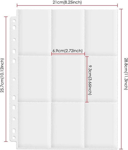 2700 Pockets Trading Card Sleeve Pages,150 Pack Double Side 9-Pocket Trading Card Binder Sleeves Page Protectors Sheet for Standard Size Sport Cards, Baseball Cards, Game Cards for 11 Ring Binder