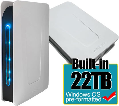 Avolusion PRO-T5 Series USB 3.0 External Hard Drive for WindowsOS Desktop PC/Laptop (White) - 2 Year Warranty (22TB White) (Renewed)