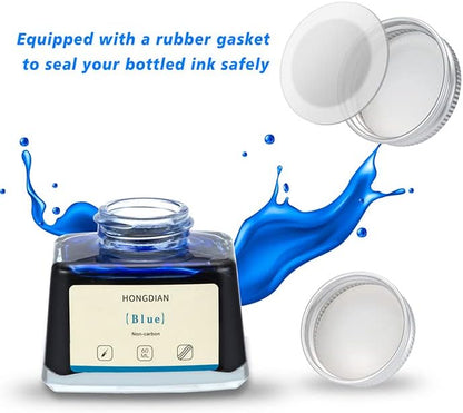 Asvine Hongdian Fountain Pen Bottled Ink Blue, 60ml Bottle Ink for Fountain Pen Non Carbon
