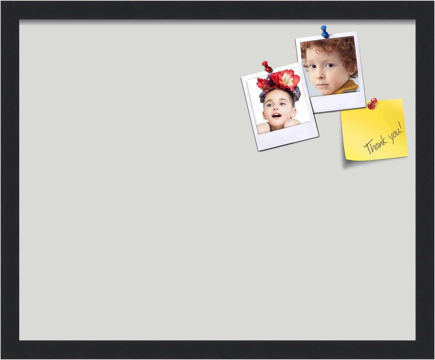 PinPix 21x17 Inch Cork Bulletin Board. This Decorative Framed Pin Board Comes with Light Stone Design and a Satin Black Frame. Ideal for Home Office Decor or Message Board (PinPix-1809)