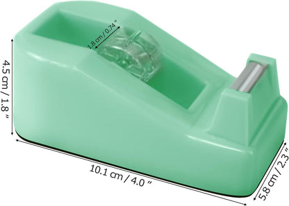 2Pcs Desktop Tape Dispenser Adhesive Roll Holder with Weighted Nonskid Base, Green (Tape not Included)
