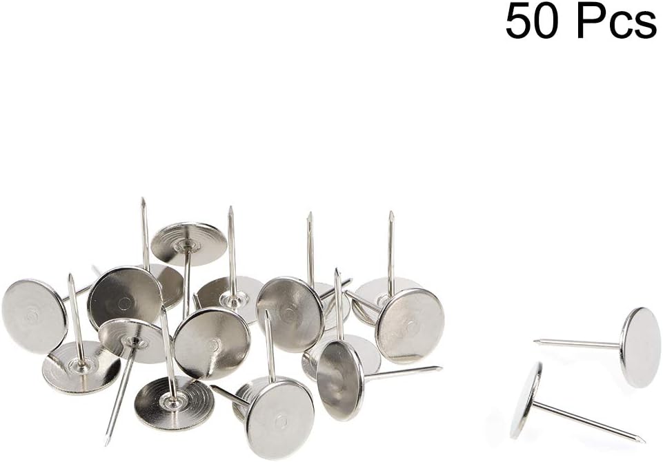 uxcell Upholstery Nails Tacks 19mmx30mm Flat Head Furniture Nails Silver Tone for Furniture Sofa Headboards, 50 Pcs