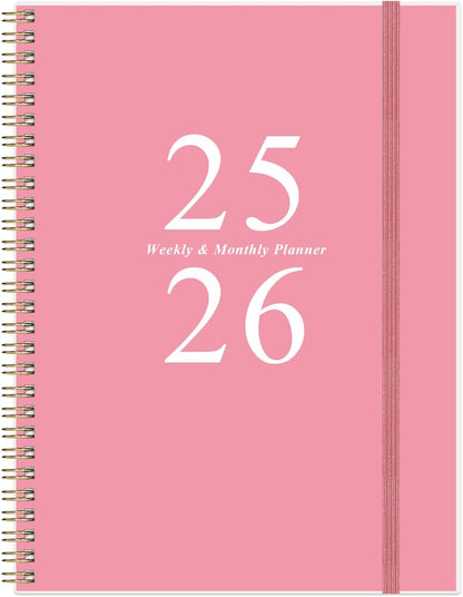 2025-2026 Planner - Academic Planner 2025-2026 from July 2025 to June 2026 with 12 Monthly Tabs, Flexible Cover, Inner Pocket, 8.5" x 11", Pink