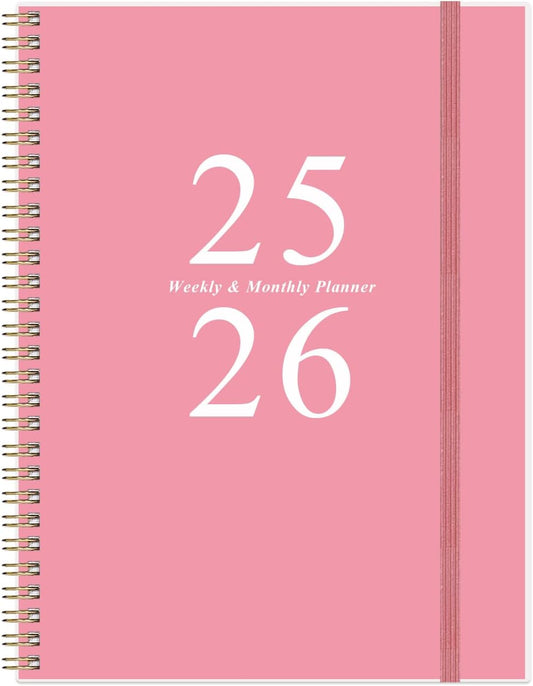 2025-2026 Planner - Academic Planner 2025-2026 from July 2025 to June 2026 with 12 Monthly Tabs, Flexible Cover, Inner Pocket, 8.5" x 11", Pink