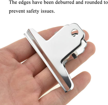 HAHIYO 3inch Silver Bulldog Clips Metal File Hinge Binder Clamps Save Space Strong Spring Jaws Rock Solid Grip Book Lay Flat Deburred Edge for Hang Photos Wall Grid Dog Food 10PCS