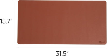 Smead Desk Pad, Vegan Leather Desk Mat with Non-Slip Faux Suede Backing, Perfect Desk Organizer for Office Decor, 31.5” x 15.7” Medium, Saddle (64832)