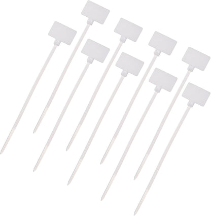 uxcell 100 Pcs Cable Label Marker Tags, Nylon Cable Zip Tie Tags 6.3 Inch Writable Self-Locking Wire Labels Zip Ties for Organization Marking, White
