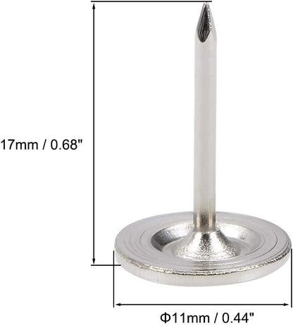 uxcell Upholstery Nails Tacks 11mmx17mm Flat Head Furniture Nails Pins Silver Tone for Furniture Sofa Headboards, 50 Pcs