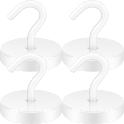 Neosmuk Magnetic Hooks, Heavy Duty 170lb Strong Magnets for Cruise Cabins, Ship Essentials, Large Metal Hooks for Hanging on Fridge(White,Pack of 4)