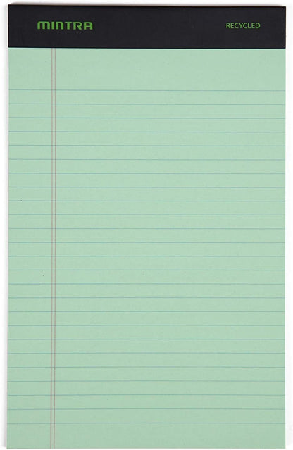 Mintra Office Legal Pads, ((Basic 6pk - (Pastel Set #3), 5in x 8in, Narrow Ruled)) - Includes 2 Blue Writing Pads, 2 Pink Writing Pads and 2 Green Writing Pads