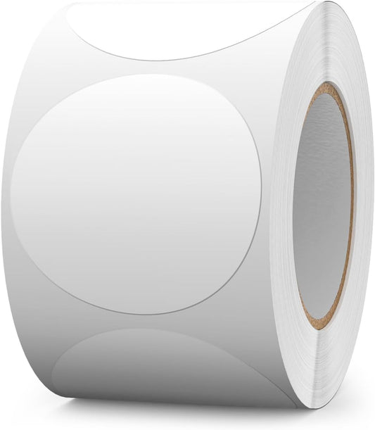 500 PCS White Dots Stickers 2 Inch Vinyl Color Coding Round Sticker Removable Writable Circle Labels Roll for Office Inventory Garage Yard Sale Tag