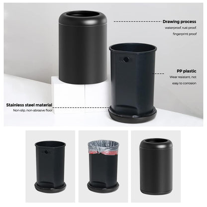 Black Metal Trash can,10L/2.6GAL,Open Top Wastebasket Bin,Garbage Can for Bathroom,Living Room,Office,Kitchen,Bedroom,Hotel (Black)
