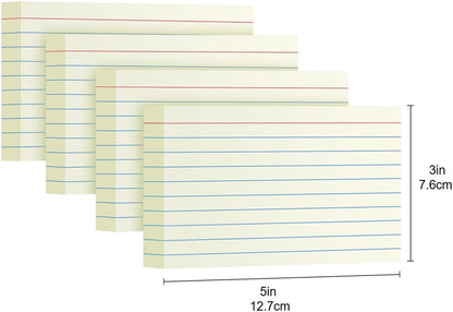 Cream Index Cards 3x5, 200 Pack, Ruled Index Cards, Flash Cards for Studying, Heavy Note Cards for Office, Home and School, 4 Packs of 50