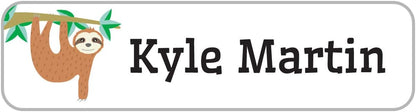 Name Bubbles - Custom Small Rectangle Name Labels for Kids (64 Labels) - Personalized Waterproof Name Stickers for Daycare, Lunch Boxes, Water Bottles, Shoes, School Supplies, & Camp (Sloth)
