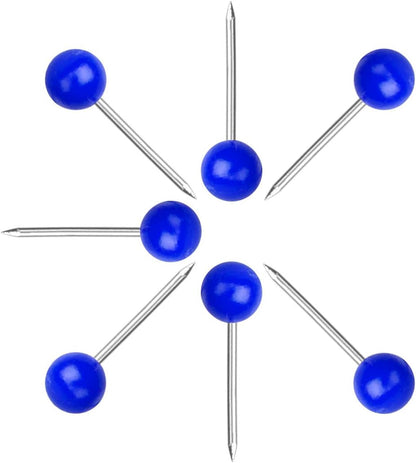 Map Tacks 1/8-Inch Assorted Color Beads Head Map Marking Push Pins,500-count (Blue)