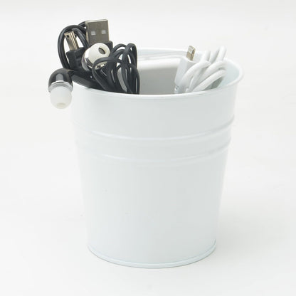 Pen Holder Cup For Desk Pencil Holder Metal Marker Pen Organizer Storage Small Tinplate Flower Pot Succulent Bucket Planters for Office Home - 2 Pack (White)