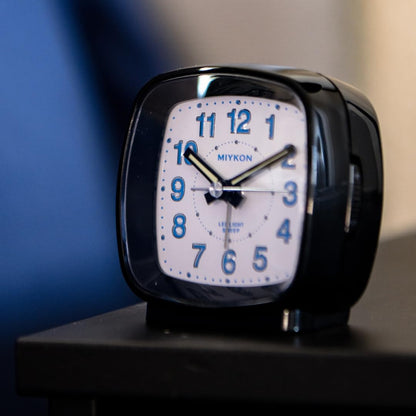 Miykon Small Square Analog Alarm Clock – Silent Non-Ticking, Battery Operated with LED Light & Snooze – Desk, Table, Travel or Bedside Clock for Bedroom, Office, Bathroom – Black 2.5 Inch