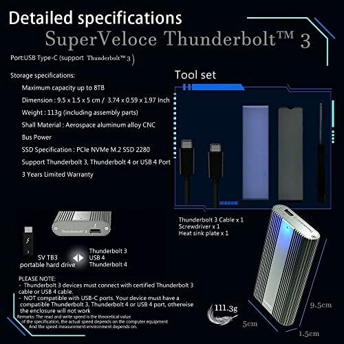 [Intel Certified 2TB Thunderbolt 3 External Portable SSD, Bus Powered, Read up to 2800MB/s, Write up to 2300MB/s, (Compatible with Thunderbolt 4 and USB 4 Devices) (2TB)