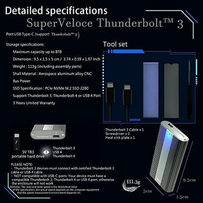 [Intel Certified 2TB Thunderbolt 3 External Portable SSD, Bus Powered, Read up to 2800MB/s, Write up to 2300MB/s, (Compatible with Thunderbolt 4 and USB 4 Devices) (2TB)