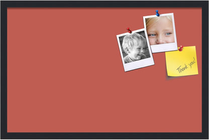 PinPix 28x18 Inch Cork Bulletin Board. This Decorative Framed Pin Board Comes with Crimson Pastel Design and a Satin Black Frame. Ideal for Home Office Decor or Message Board (PinPix-1807)