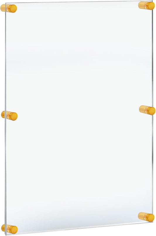 Azar Displays 105540-GLD Acrylic Floating Double Panel Wall Frame,30" x 40" Graphic Size, Overall Frame Size: 34" x 44", Gold